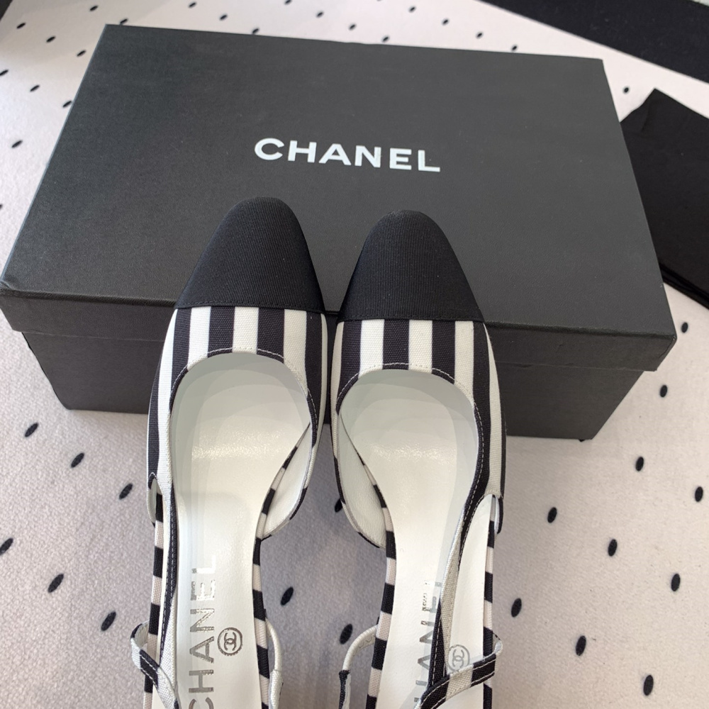 高仿Chanel*G31320B套腳露跟休閒單鞋斑馬色5.5CM免檢版