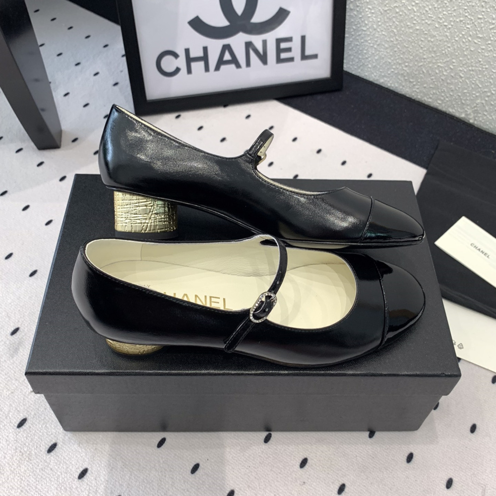 高仿Chanel*G38897Z小羊皮瑪麗珍單鞋黑色免檢版