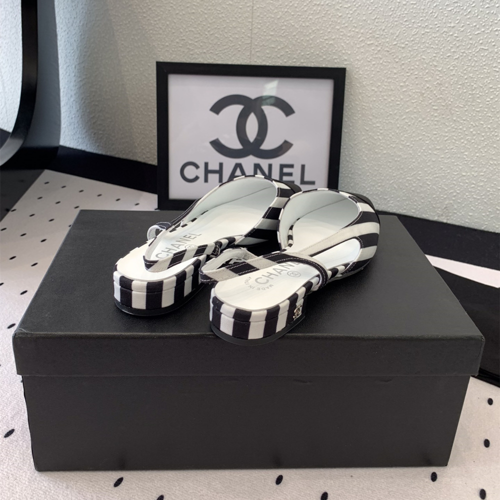 高仿Chanel*G31319B套腳露跟平底單鞋斑馬色免檢版