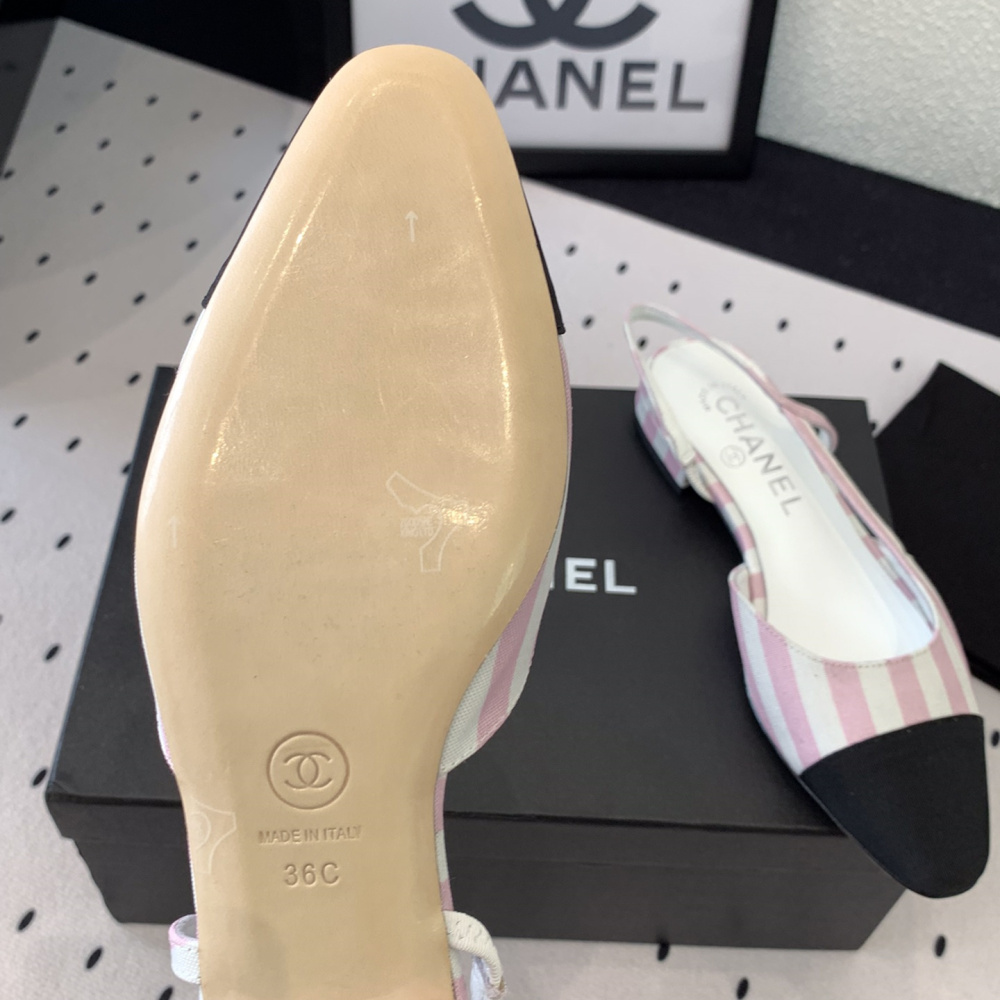 高仿Chanel*G31319A套腳露跟平底單鞋粉色免檢版