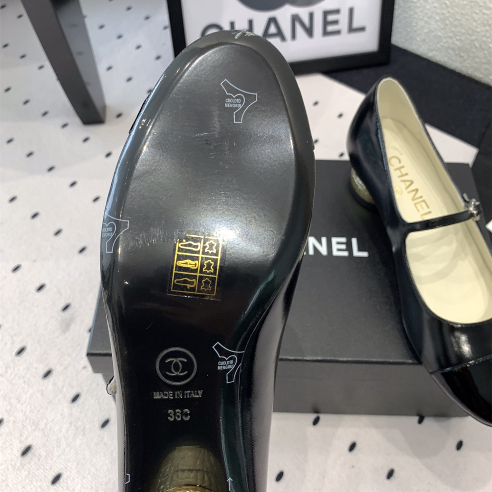 高仿Chanel*G38897Z小羊皮瑪麗珍單鞋黑色免檢版