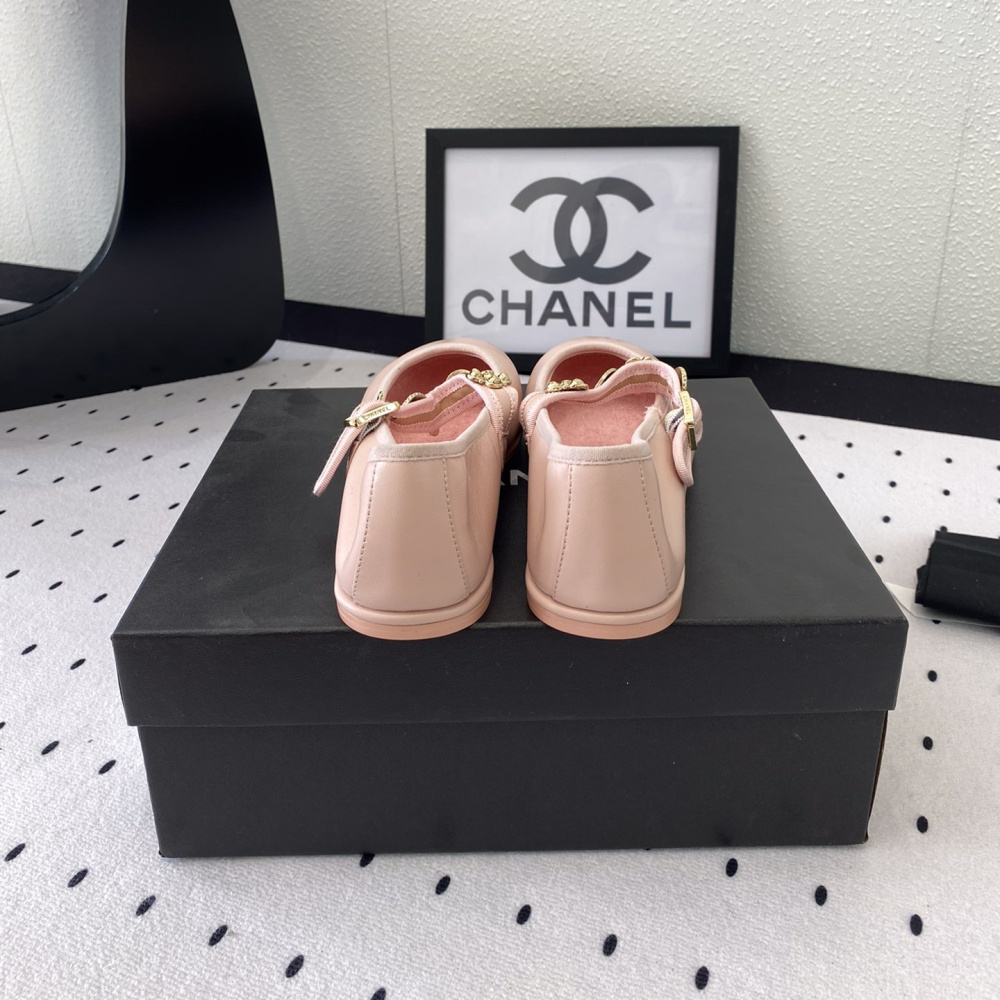 高仿Chanel*G45778M圓頭塔扣芭蕾舞鞋粉色免檢版