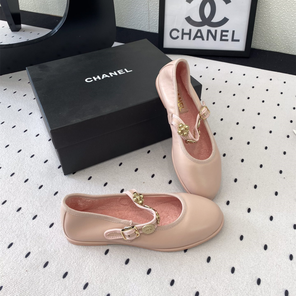高仿Chanel*G45778M圓頭塔扣芭蕾舞鞋粉色免檢版