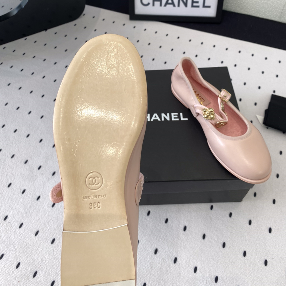 高仿Chanel*G45778M圓頭塔扣芭蕾舞鞋粉色免檢版