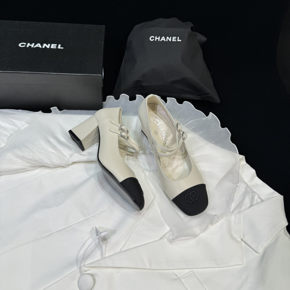 高仿Chanel*24S系列G45696B小羊皮瑪麗珍鞋米色6CM免檢版
