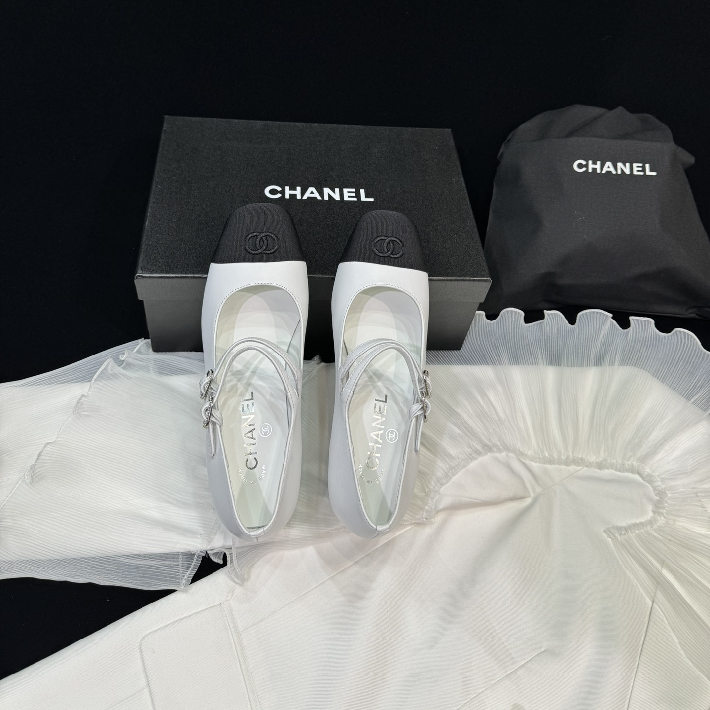 高仿Chanel*24S系列G45696A小羊皮瑪麗珍鞋白色6CM免檢版