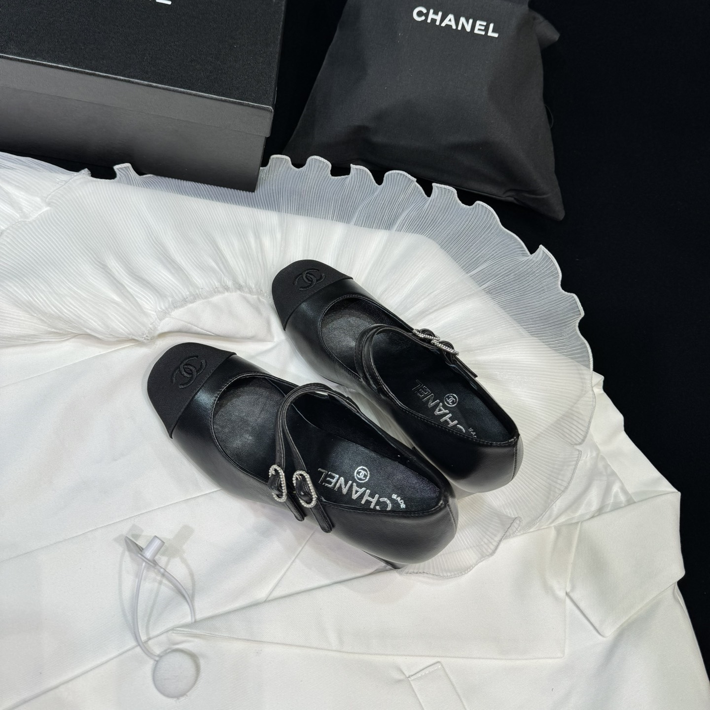 高仿Chanel*24S系列G45696C小羊皮瑪麗珍鞋黑色6CM免檢版