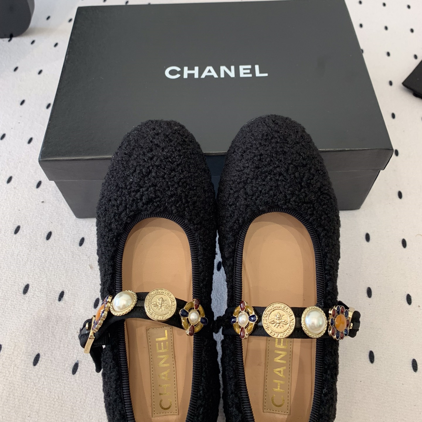 高仿Chanel*G45778R圓頭塔扣瑪麗珍鞋羊毛粗花免檢版