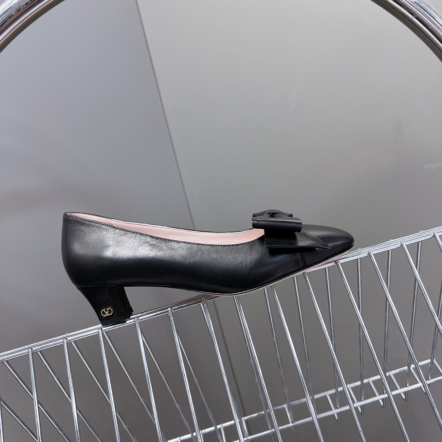 高仿Valentino*6W2S0LB蝴蝶結高踭鞋黑色4.5CM免檢版