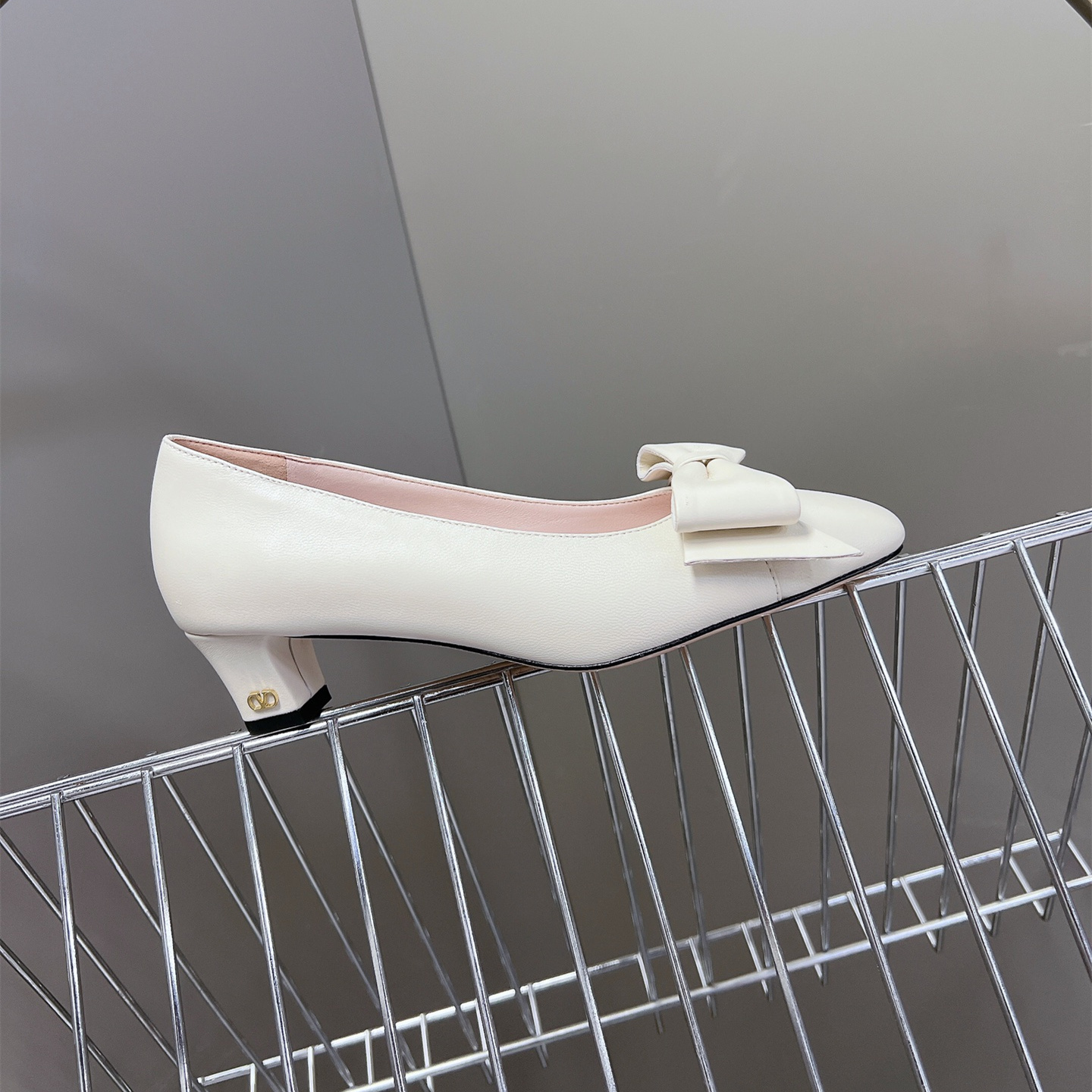 高仿Valentino*6W2S0LC蝴蝶結高踭鞋白色4.5CM免檢版