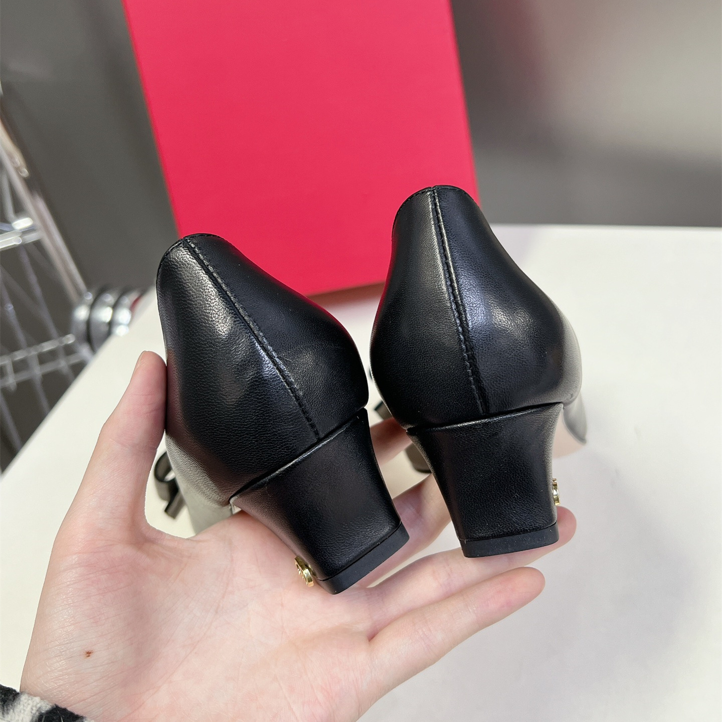 高仿Valentino*6W2S0LB蝴蝶結高踭鞋黑色4.5CM免檢版