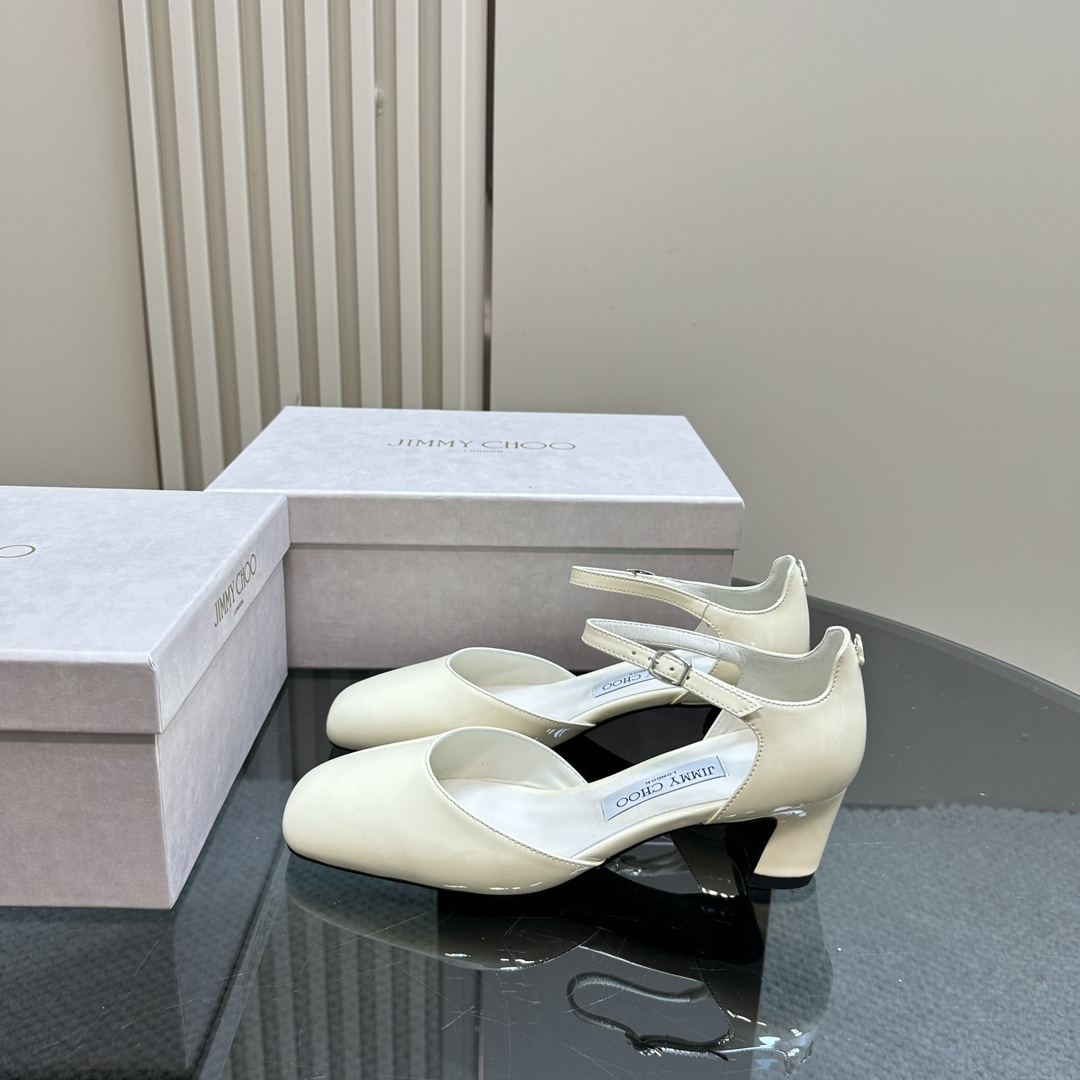 高仿JimmyChoo*PIXIEBG方頭粗踭鞋白色4.5CM免檢版