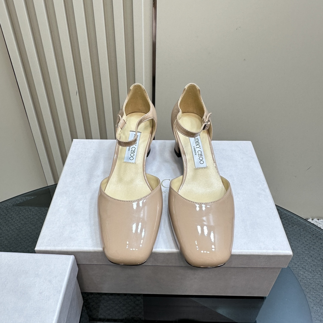 高仿JimmyChoo*PIXIEBH方頭粗踭鞋粉色4.5CM免檢版