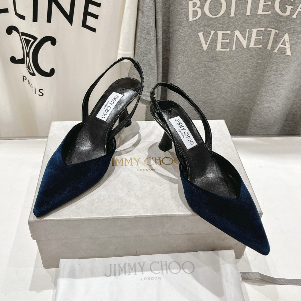 高仿JimmyChoo*MARYANN尖頭絨面高踭鞋6.5CM藍色免檢版