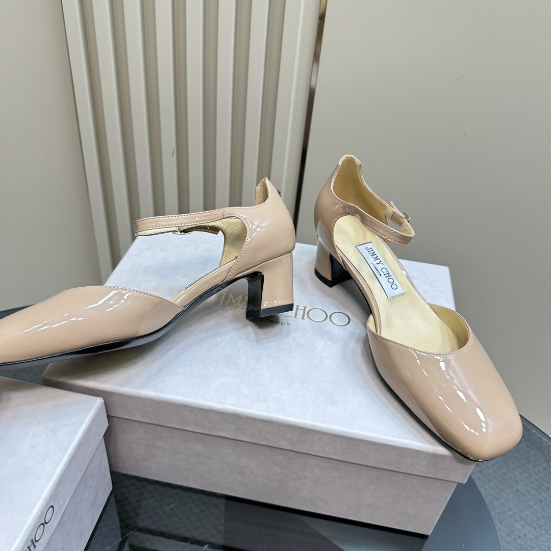 高仿JimmyChoo*PIXIEBH方頭粗踭鞋粉色4.5CM免檢版