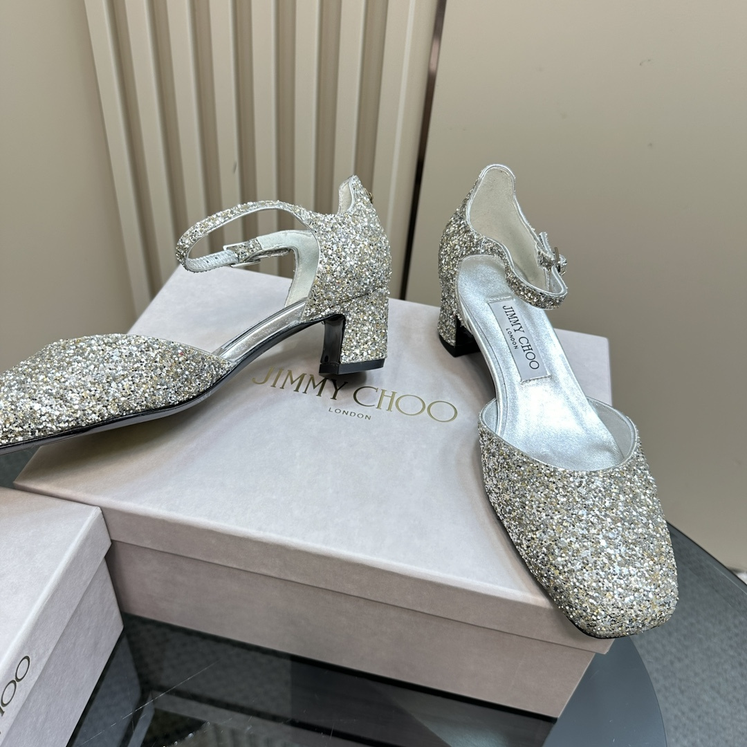 高仿JimmyChoo*PIXIEBX方頭粗踭鞋銀色4.5CM免檢版