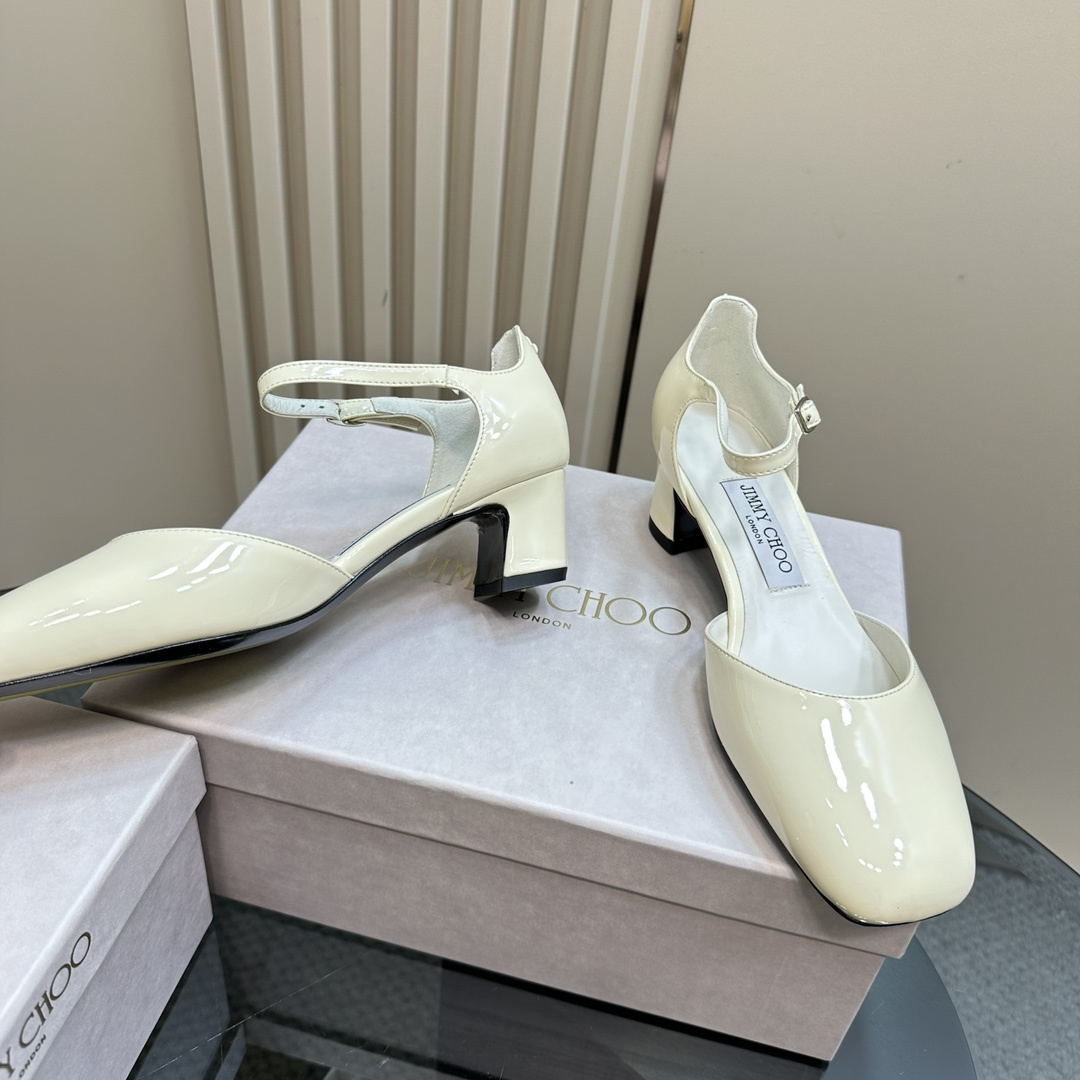 高仿JimmyChoo*PIXIEBG方頭粗踭鞋白色4.5CM免檢版