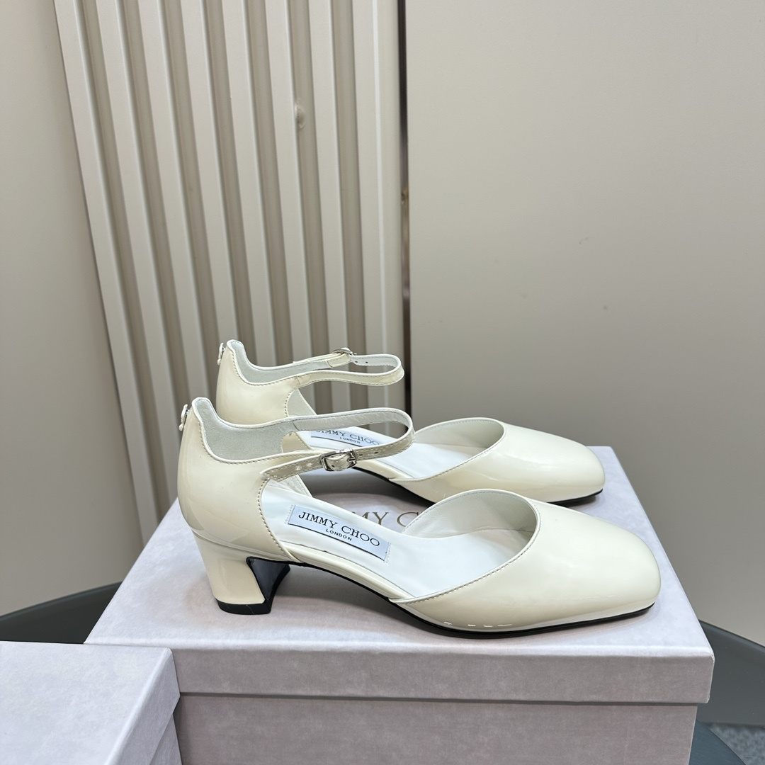 高仿JimmyChoo*PIXIEBG方頭粗踭鞋白色4.5CM免檢版