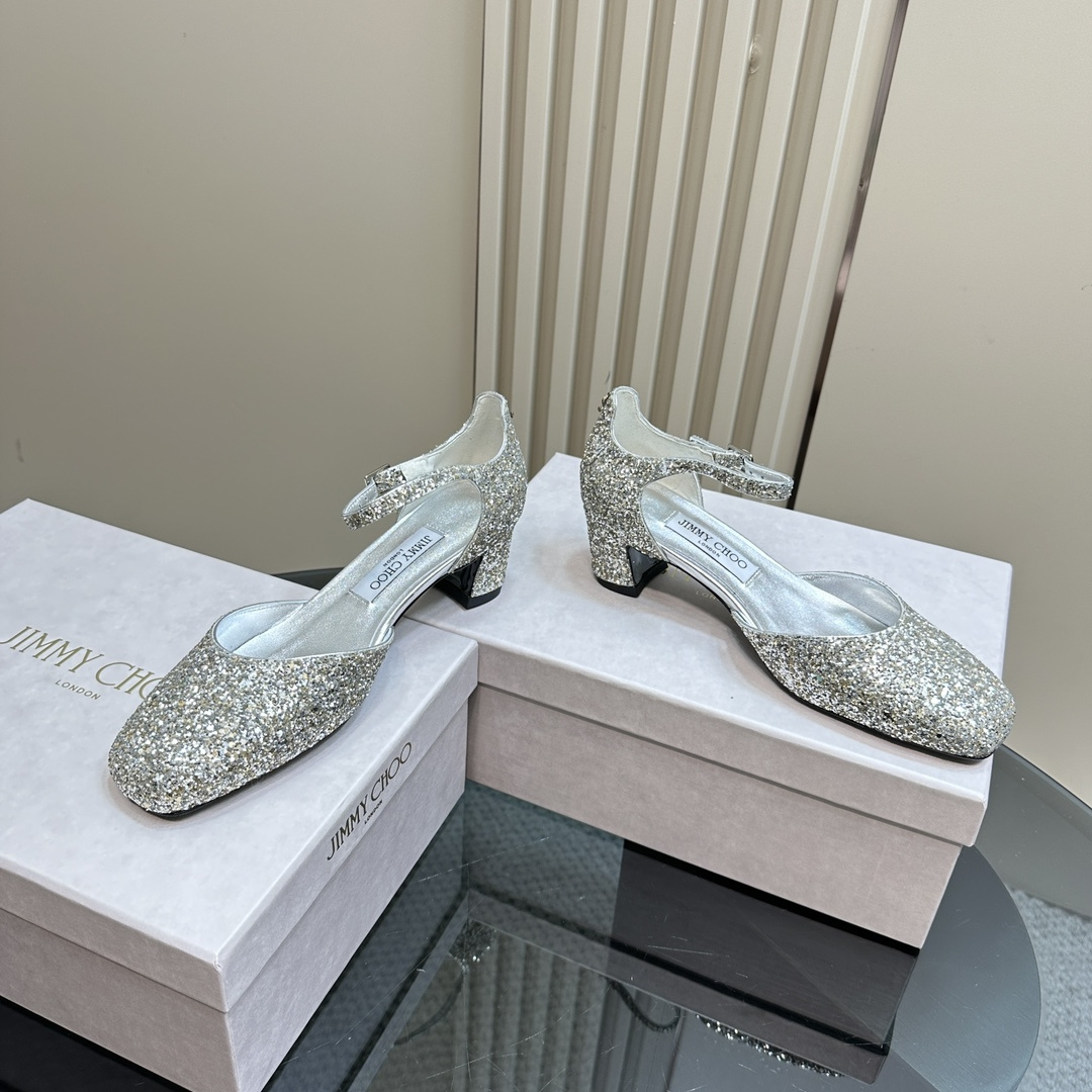 高仿JimmyChoo*PIXIEBX方頭粗踭鞋銀色4.5CM免檢版