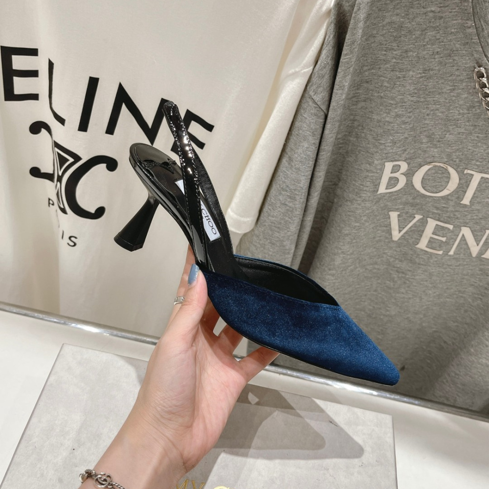高仿JimmyChoo*MARYANN尖頭絨面高踭鞋6.5CM藍色免檢版
