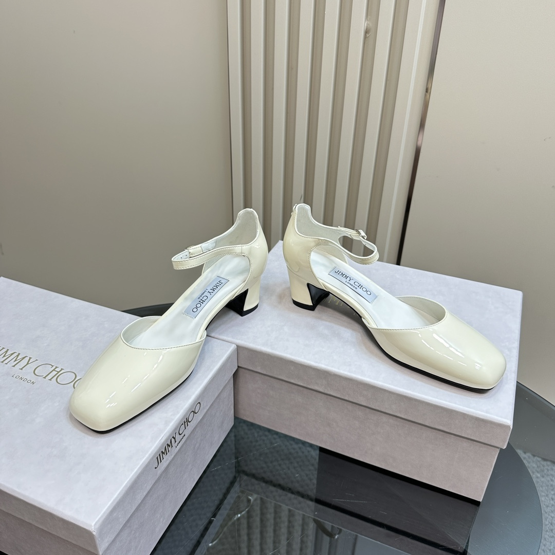 高仿JimmyChoo*PIXIEBG方頭粗踭鞋白色4.5CM免檢版