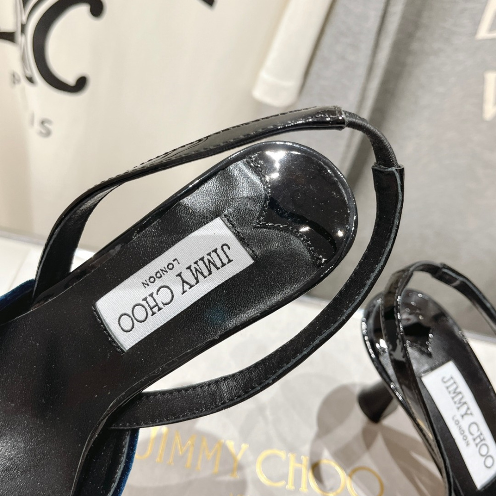 高仿JimmyChoo*MARYANN尖頭絨面高踭鞋6.5CM藍色免檢版