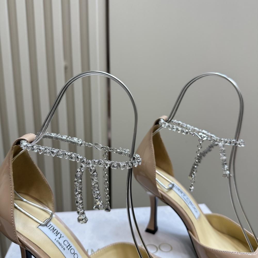 高仿JimmyChoo*J000130尖頭塔扣高踭鞋粉色5CM免檢版