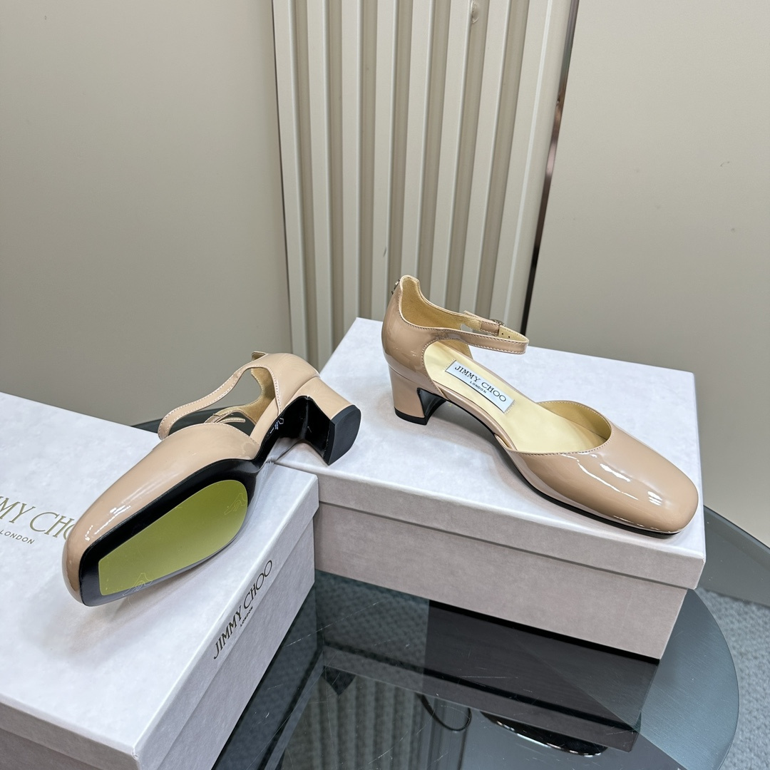高仿JimmyChoo*PIXIEBH方頭粗踭鞋粉色4.5CM免檢版