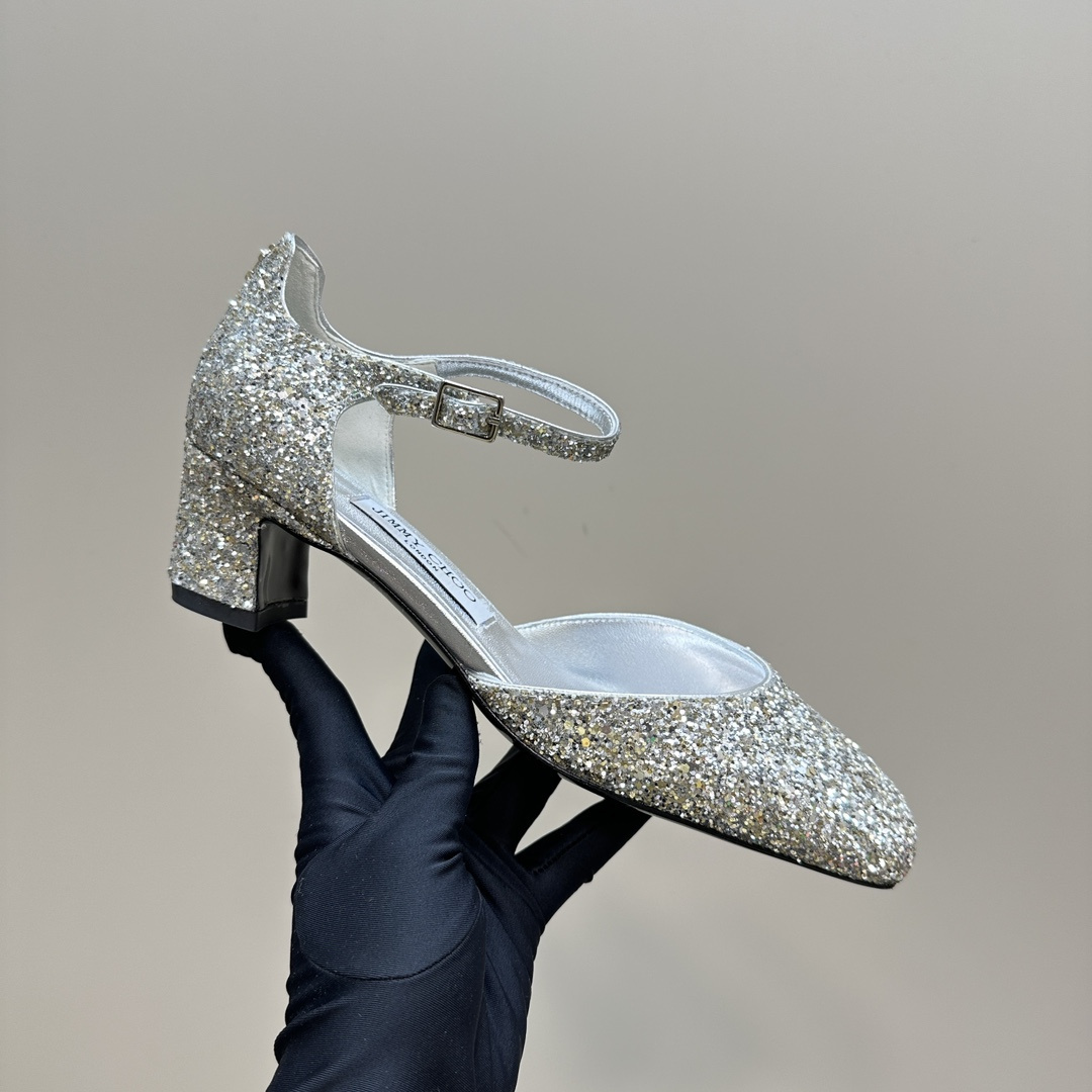 高仿JimmyChoo*PIXIEBX方頭粗踭鞋銀色4.5CM免檢版