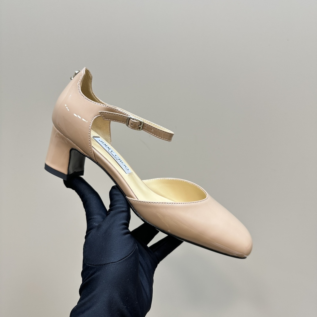高仿JimmyChoo*PIXIEBH方頭粗踭鞋粉色4.5CM免檢版