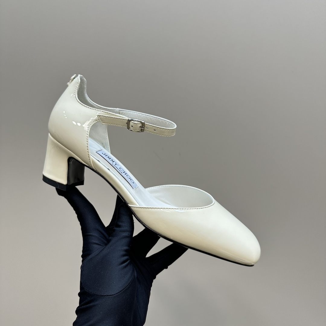 高仿JimmyChoo*PIXIEBG方頭粗踭鞋白色4.5CM免檢版