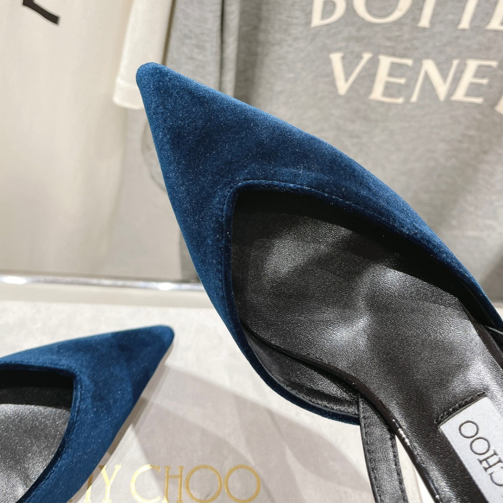 高仿JimmyChoo*MARYANN尖頭絨面高踭鞋6.5CM藍色免檢版