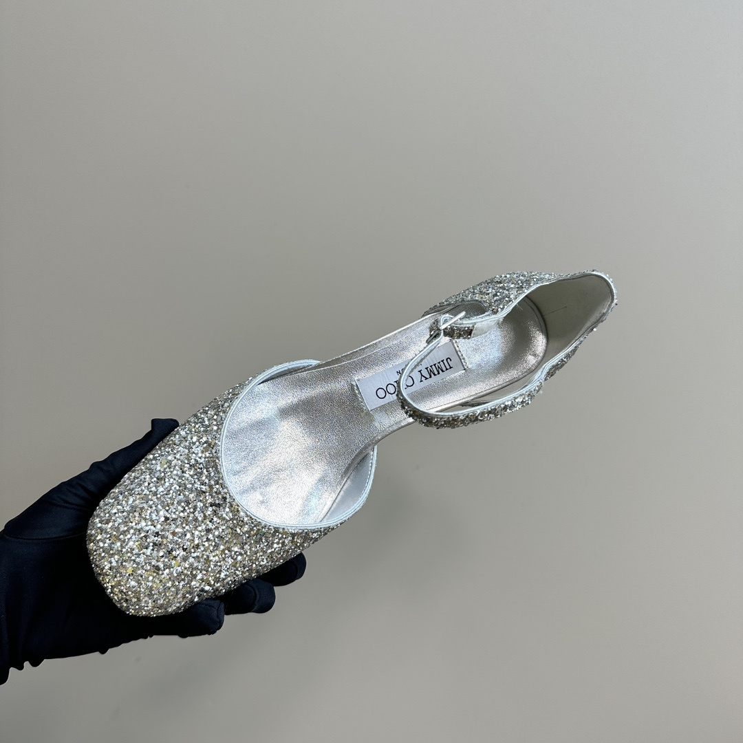 高仿JimmyChoo*PIXIEBX方頭粗踭鞋銀色4.5CM免檢版