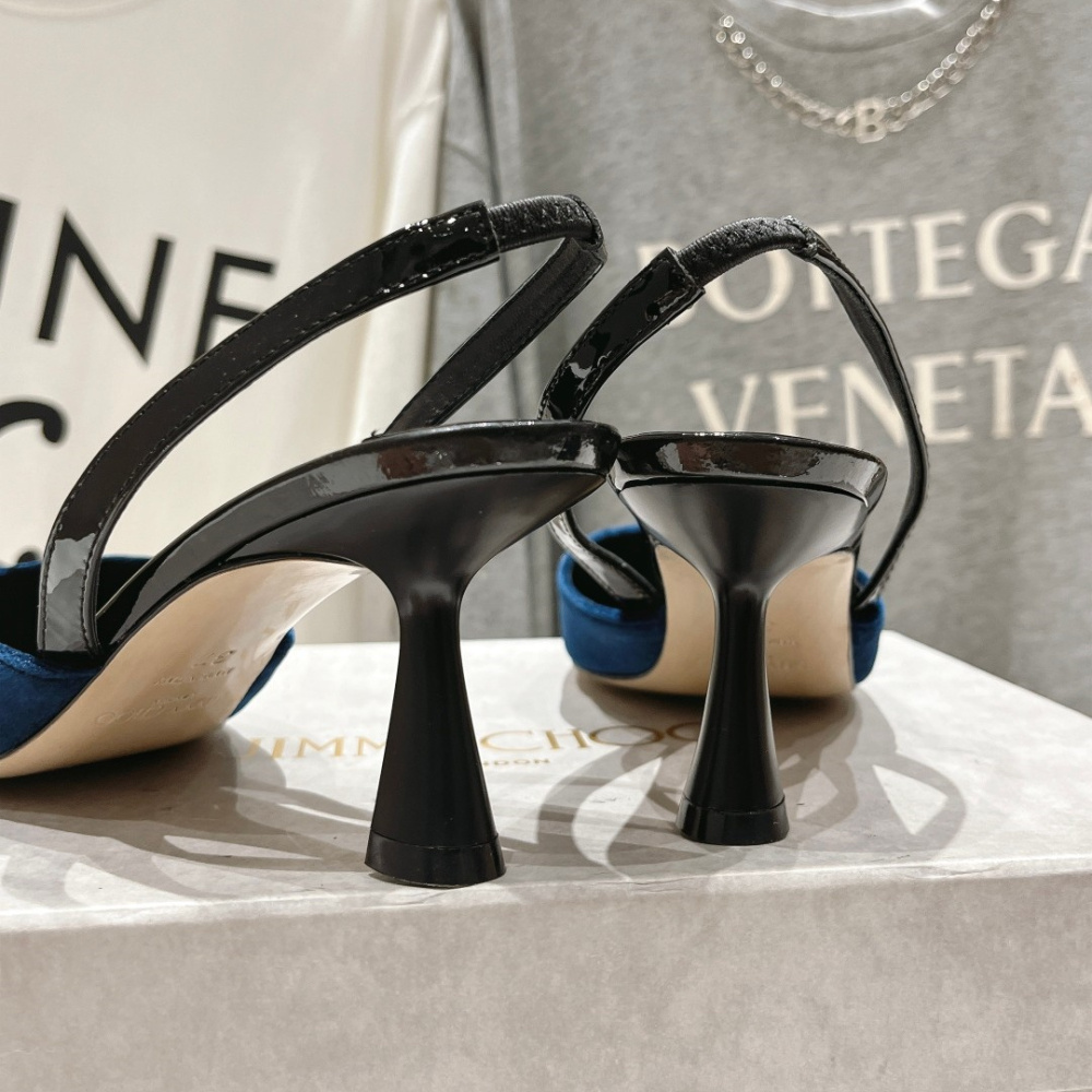 高仿JimmyChoo*MARYANN尖頭絨面高踭鞋6.5CM藍色免檢版