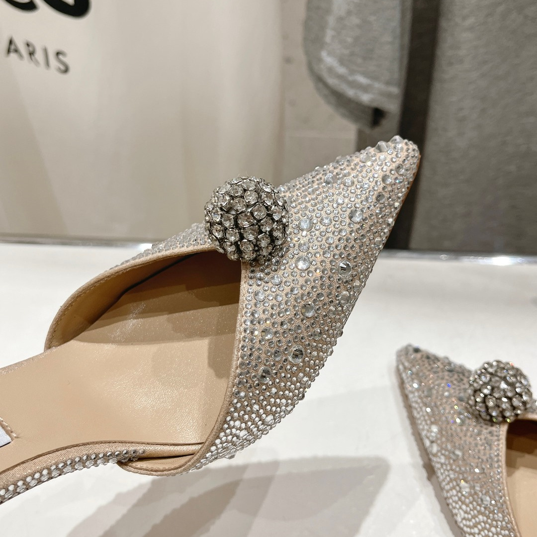 高仿JimmyChoo*SABINE8水鑽亮片高踭鞋裸色8.5CM免檢版