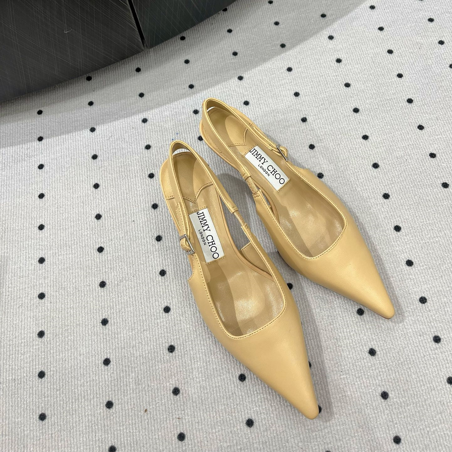 高仿JimmyChoo*AMEL50N尖頭塔扣高踭鞋膚色4.5CM免檢版