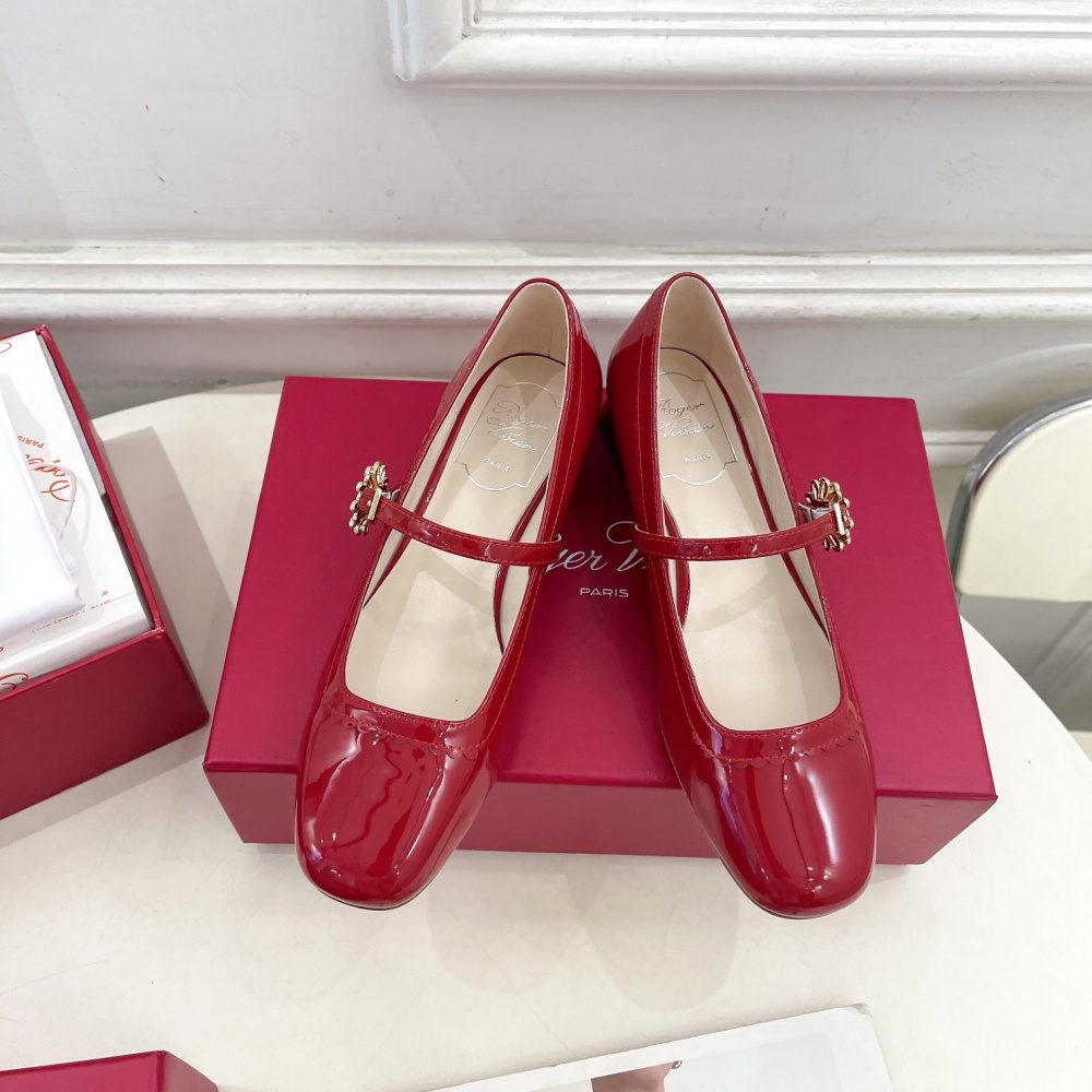 高仿RogerVivier*RVW5404瑪麗珍鞋紅色3CM免檢版