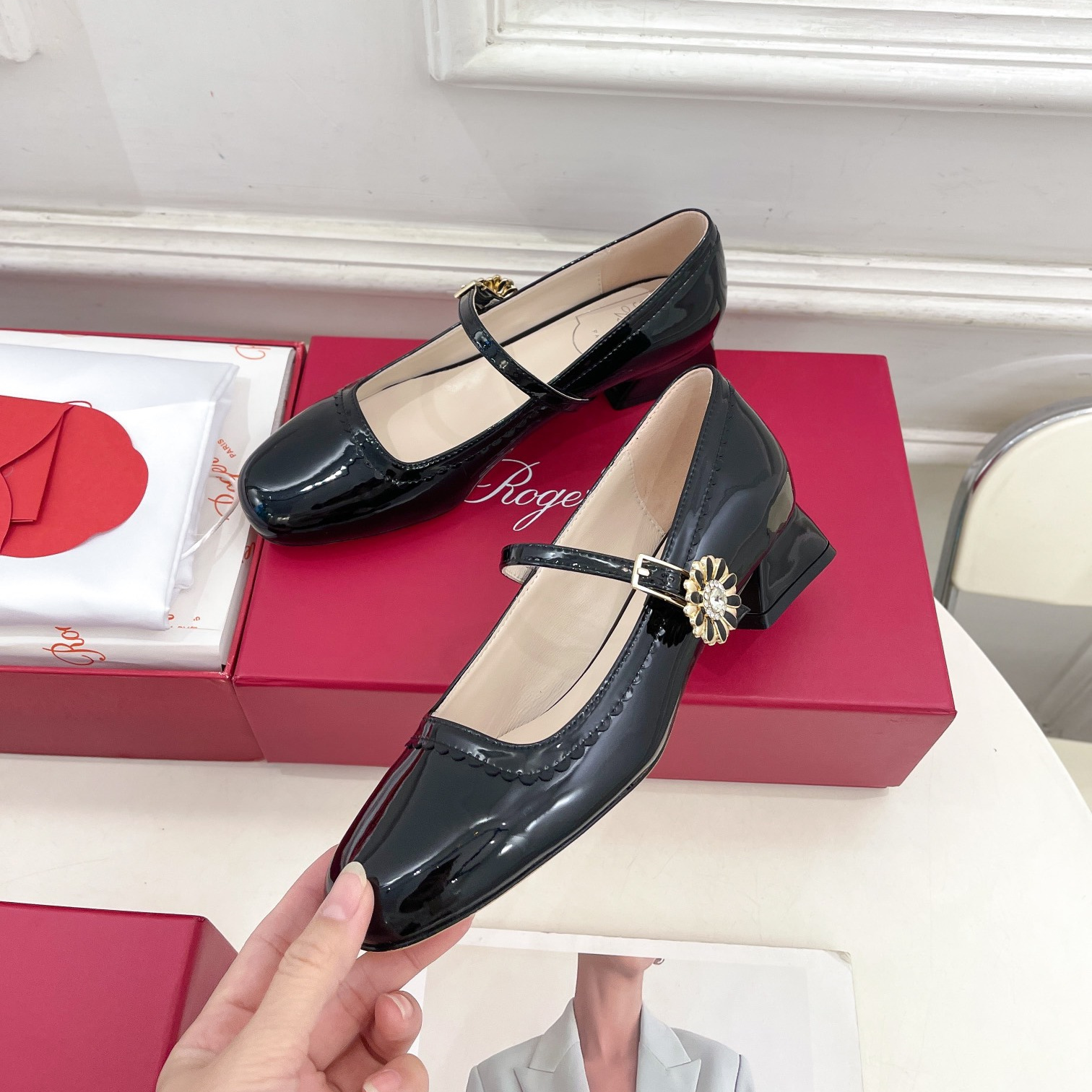 高仿RogerVivier*RVW5407瑪麗珍鞋黑色3CM免檢版