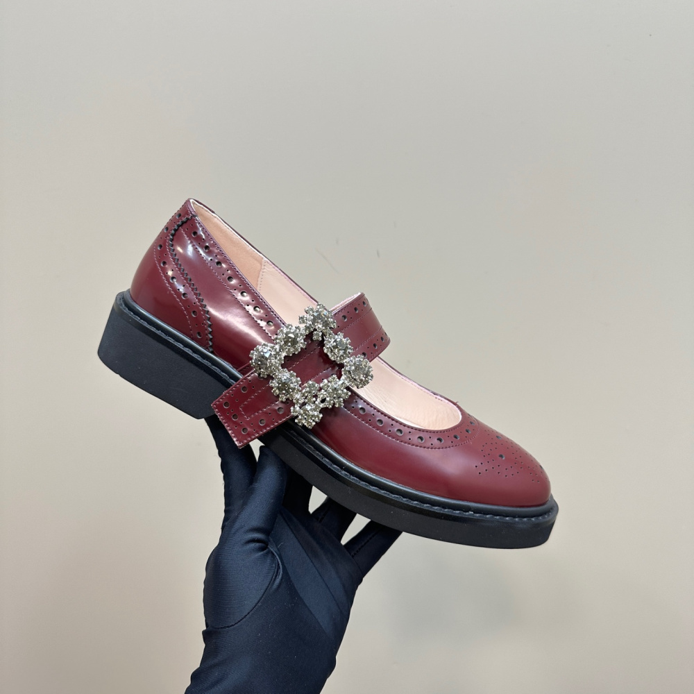 高仿RogerVivier*RVW5485鑽扣粗跟瑪麗珍鞋紅色3CM免檢版