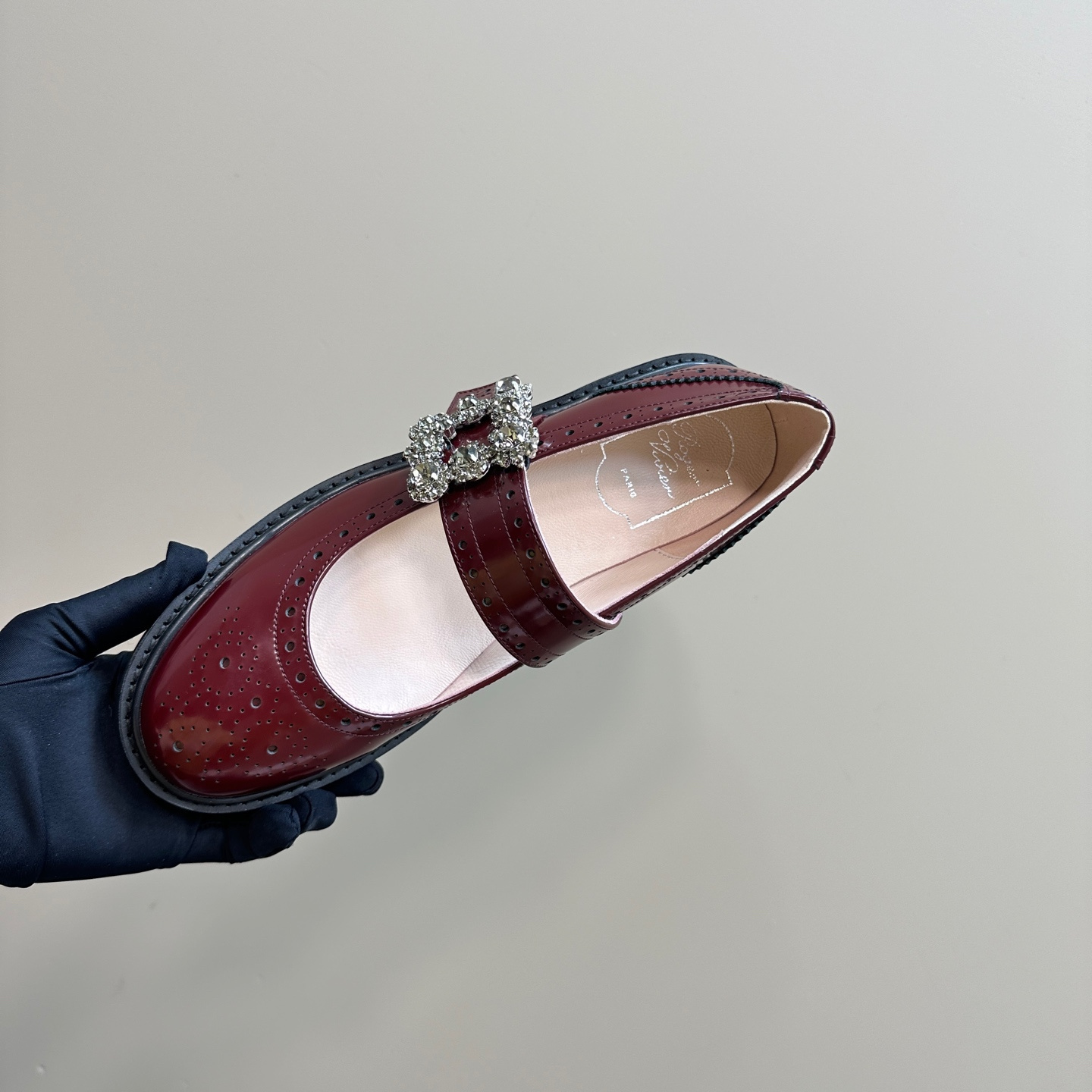 高仿RogerVivier*RVW5485鑽扣粗跟瑪麗珍鞋紅色3CM免檢版