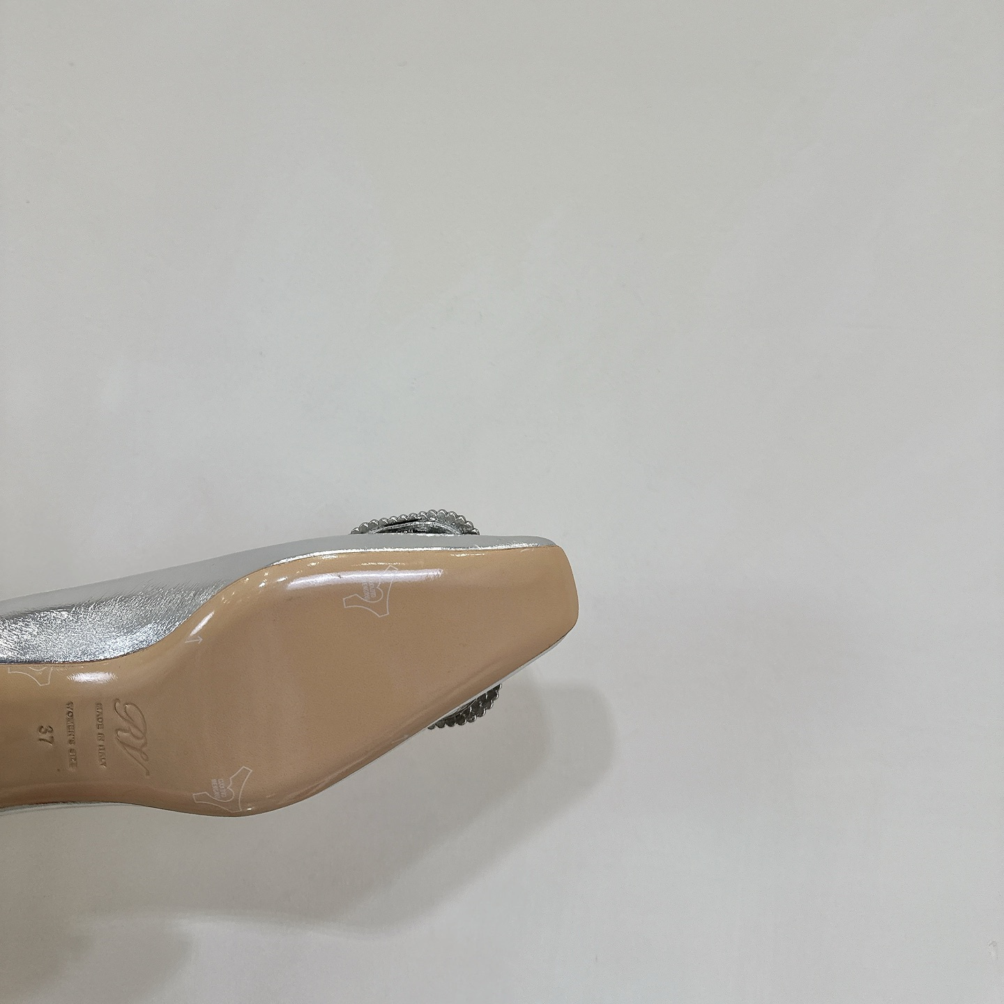 高仿RogerVivier*RVW0060方頭中踭鞋銀色4.5CM免檢版