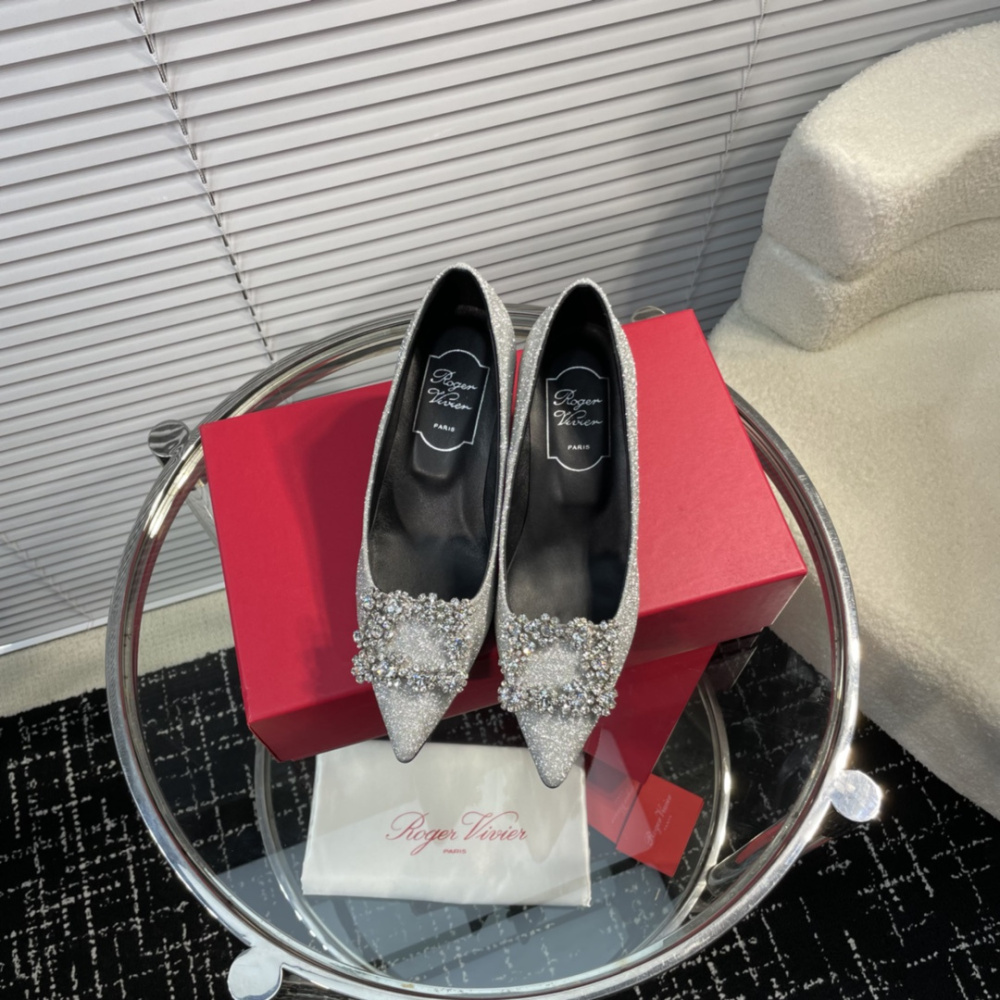 高仿RogerVivier*RVW4146水鑽真絲高踭鞋滿天星6.5CM免檢版