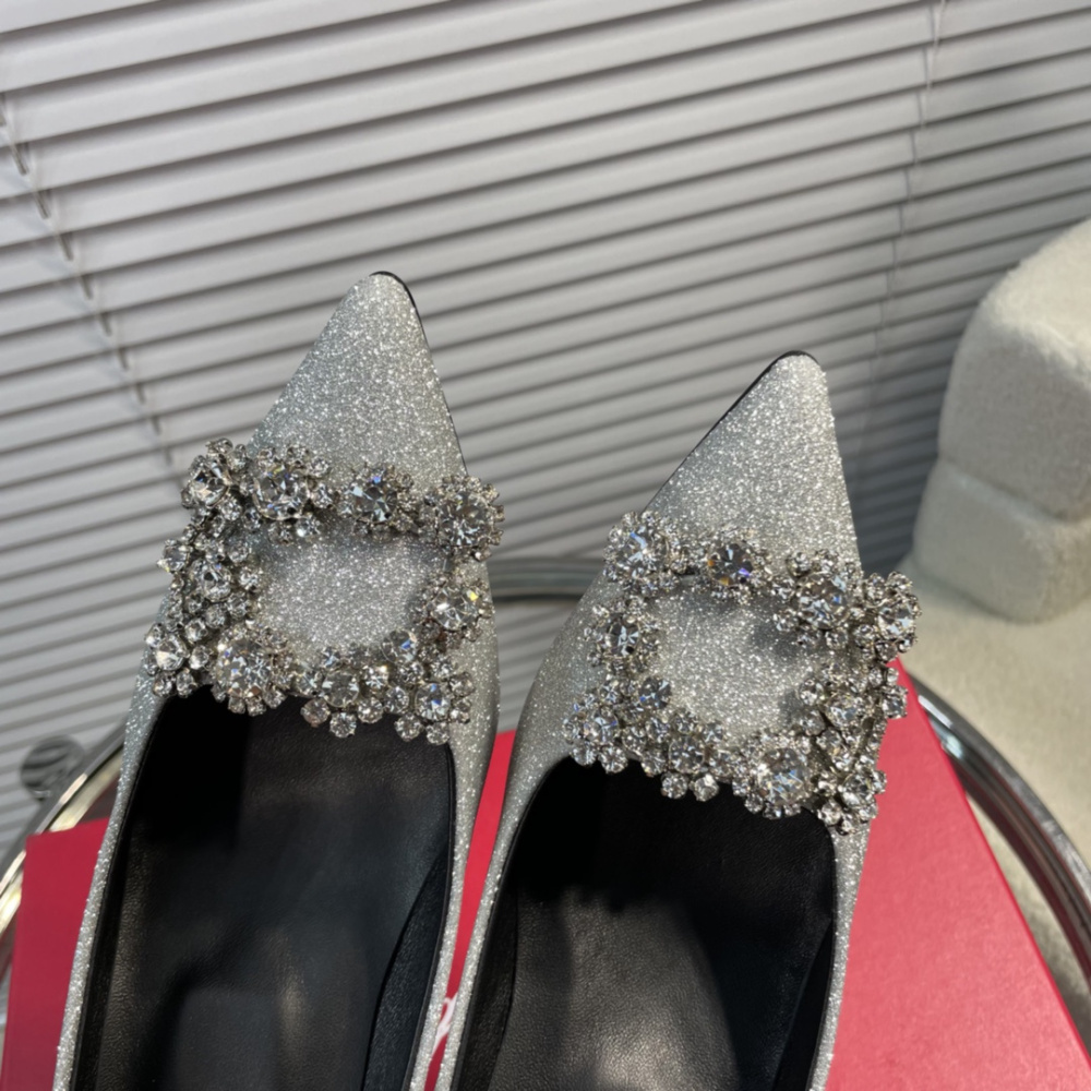 高仿RogerVivier*RVW4146水鑽真絲高踭鞋滿天星6.5CM免檢版
