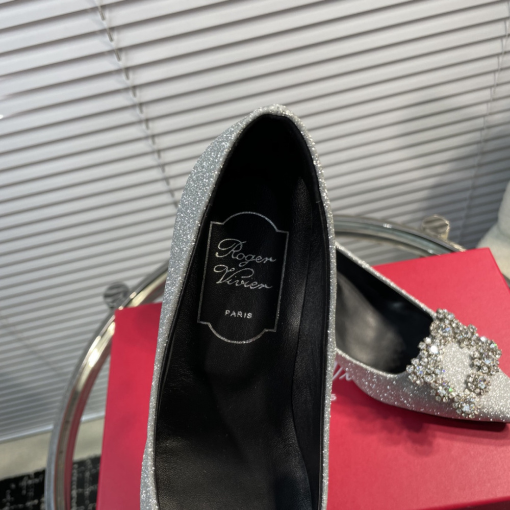 高仿RogerVivier*RVW4146水鑽真絲高踭鞋滿天星6.5CM免檢版