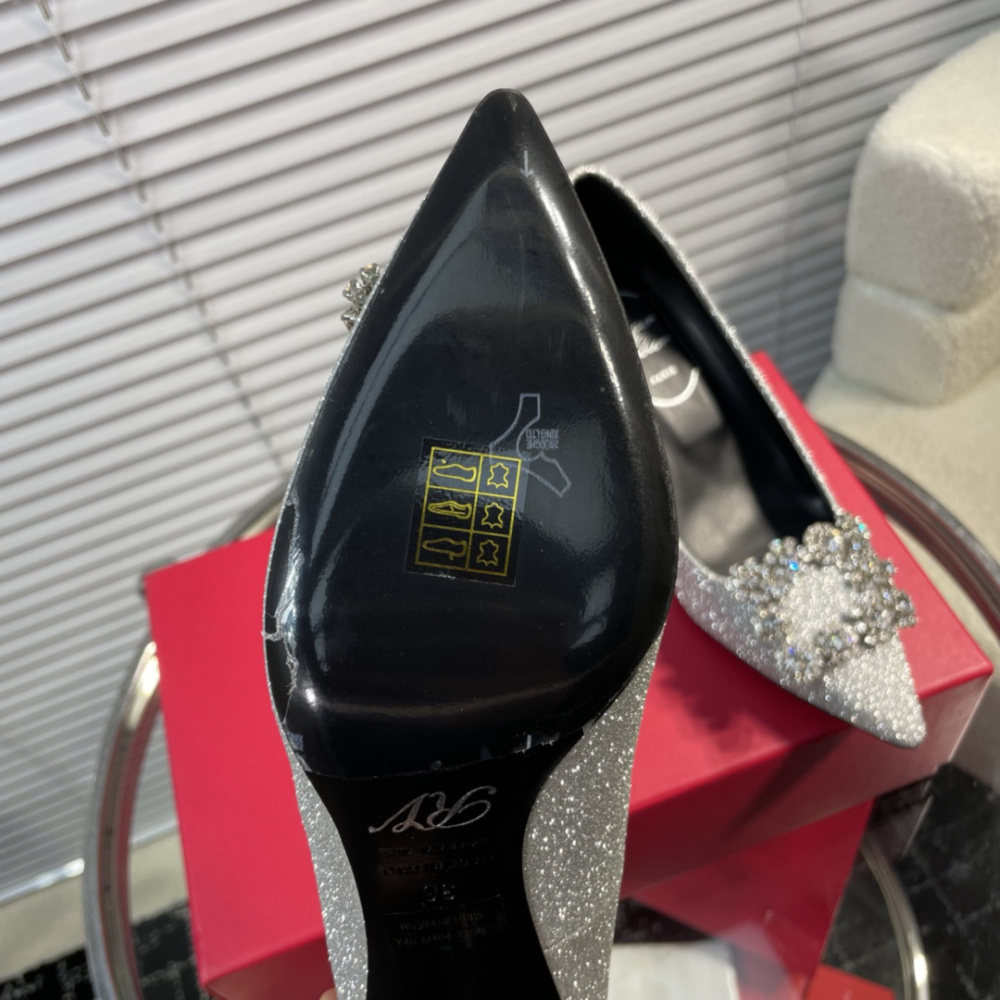 高仿RogerVivier*RVW4146水鑽真絲高踭鞋滿天星6.5CM免檢版