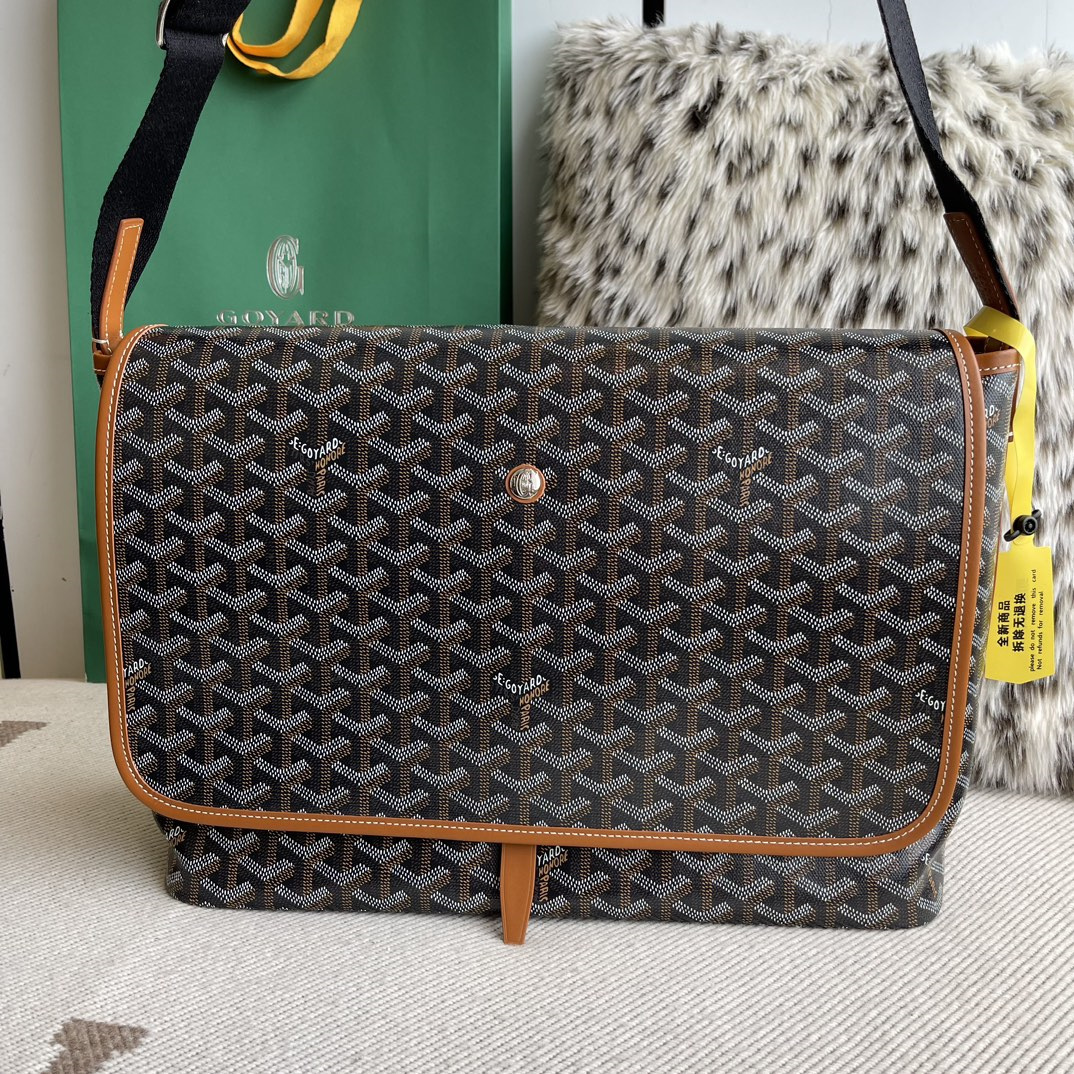 高仿Goyard*Capetien系列CAPETIE郵差包棕色中號免檢版