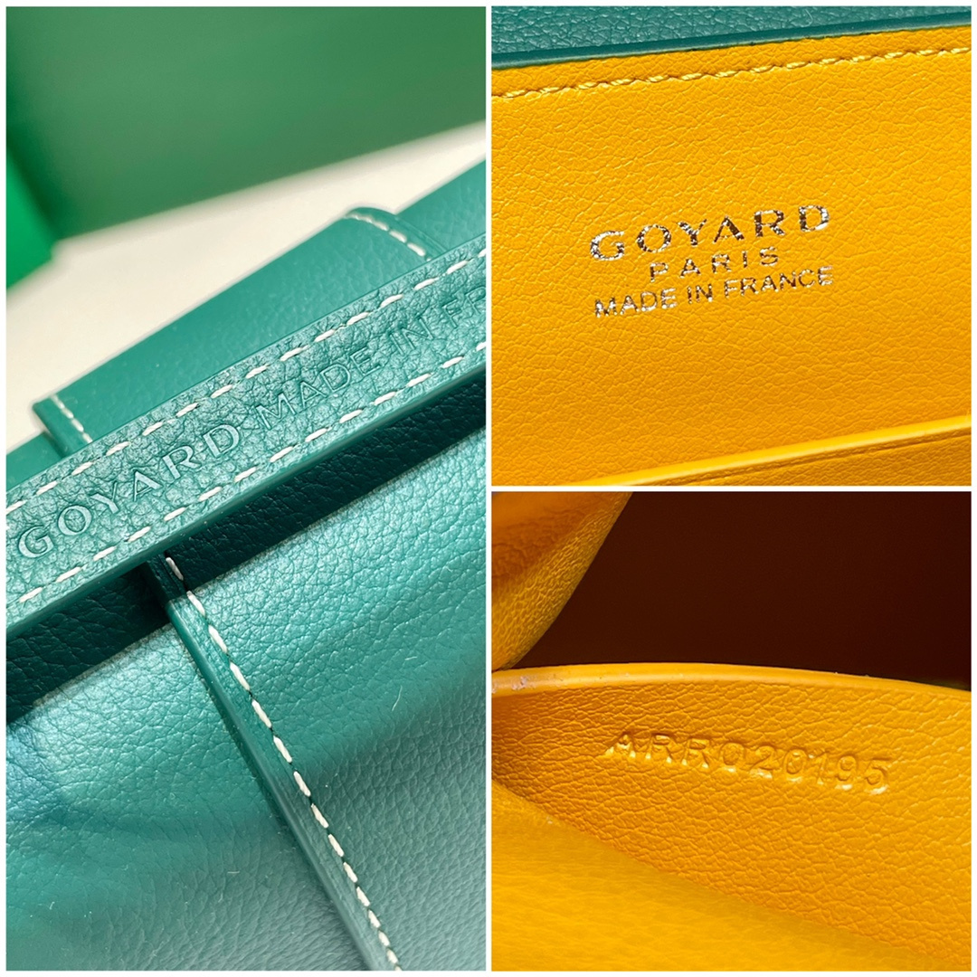 高仿Goyard*SAIGONR櫸木手柄單肩包綠色免檢版