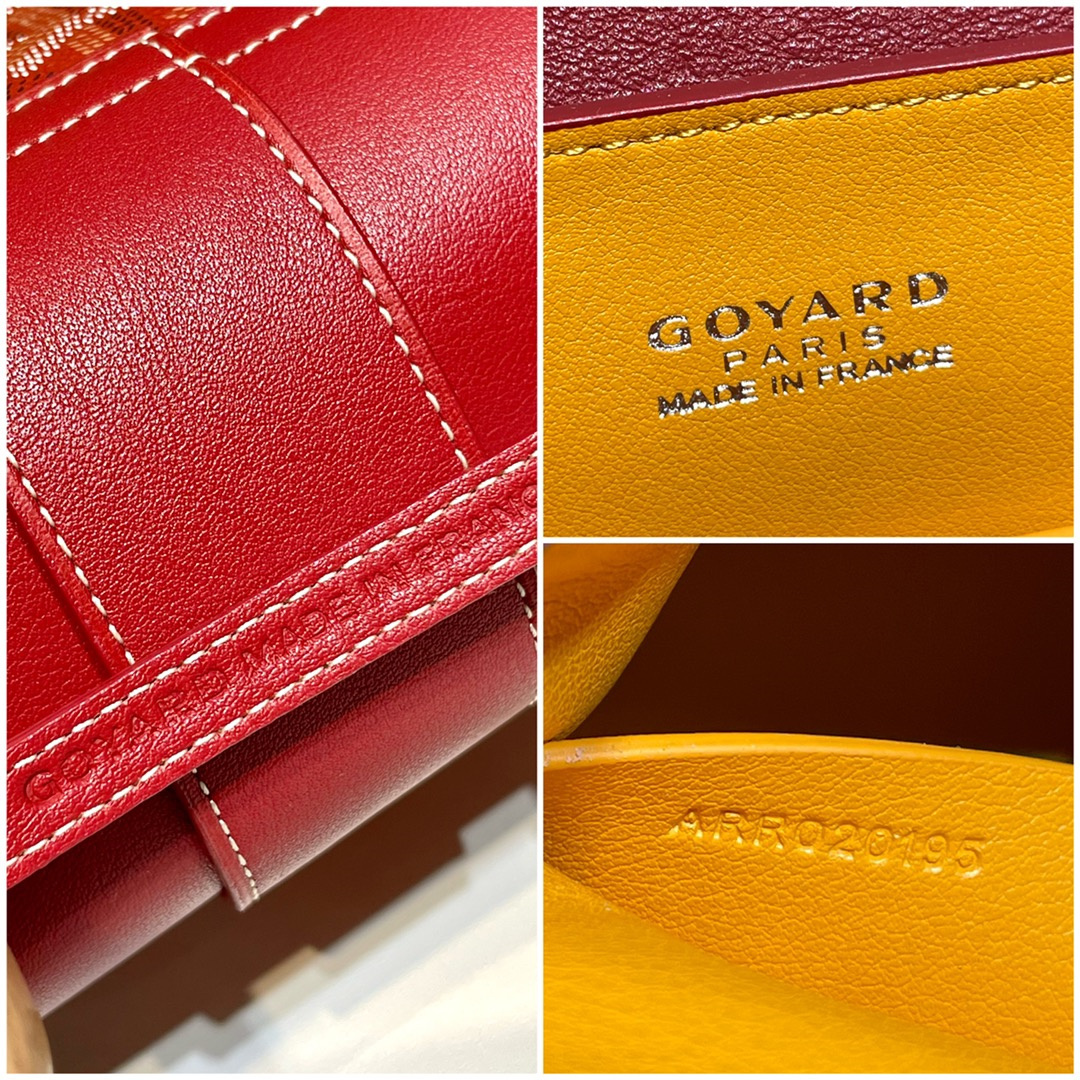 高仿Goyard*SAIGONY櫸木手柄單肩包紅色免檢版