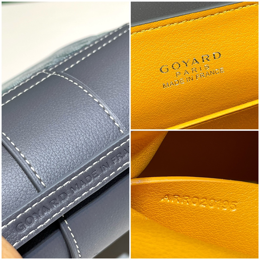 高仿Goyard*SAIGONB櫸木手柄單肩包灰色免檢版