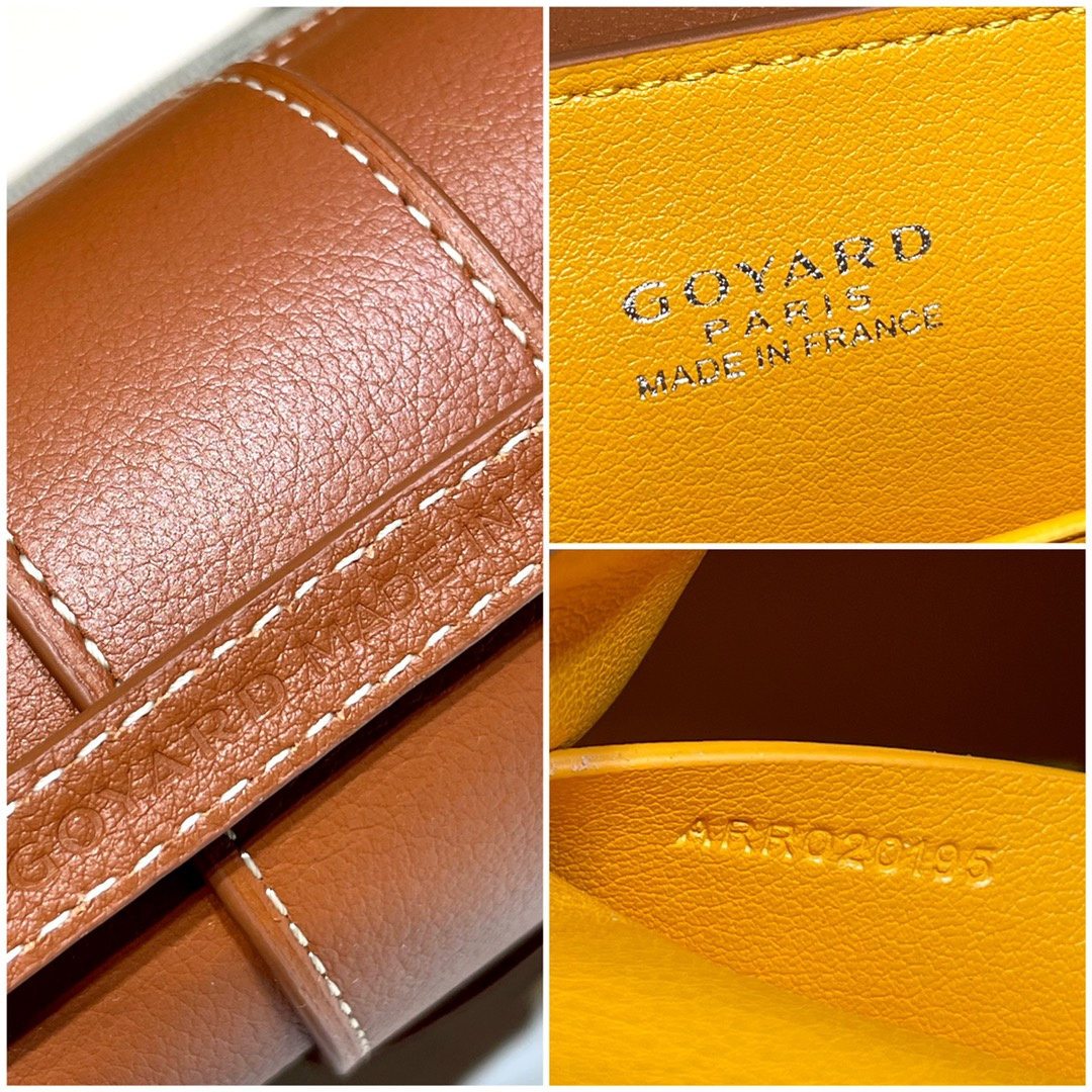 高仿Goyard*SAIGONQ櫸木手柄單肩包棕色免檢版